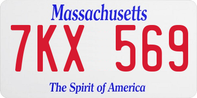 MA license plate 7KX569