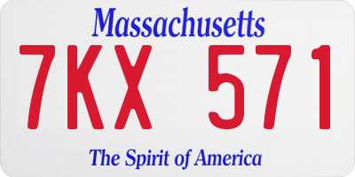MA license plate 7KX571