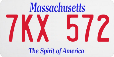 MA license plate 7KX572