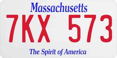 MA license plate 7KX573