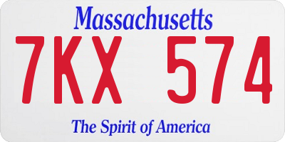 MA license plate 7KX574