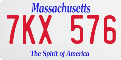 MA license plate 7KX576