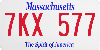 MA license plate 7KX577