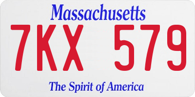 MA license plate 7KX579