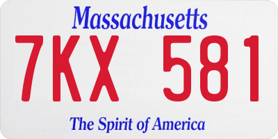 MA license plate 7KX581