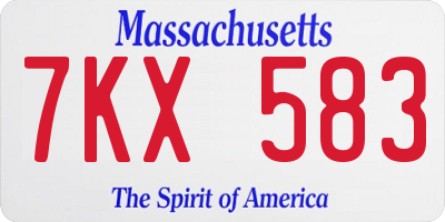 MA license plate 7KX583