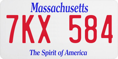 MA license plate 7KX584