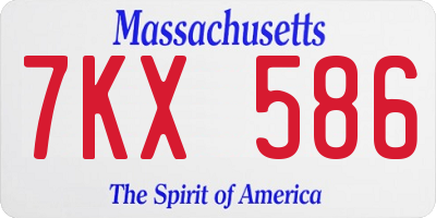 MA license plate 7KX586