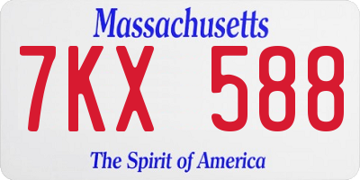 MA license plate 7KX588