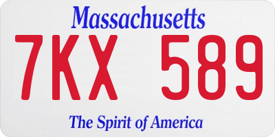 MA license plate 7KX589