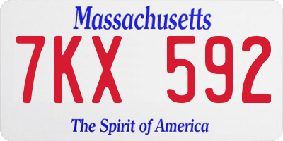 MA license plate 7KX592
