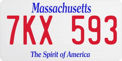 MA license plate 7KX593