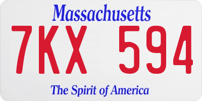 MA license plate 7KX594