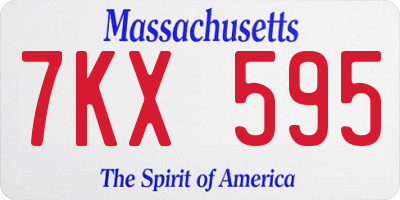 MA license plate 7KX595