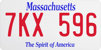 MA license plate 7KX596
