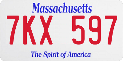 MA license plate 7KX597