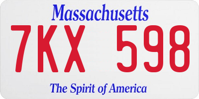 MA license plate 7KX598