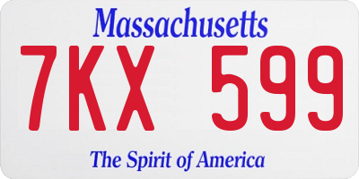 MA license plate 7KX599