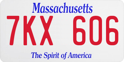 MA license plate 7KX606