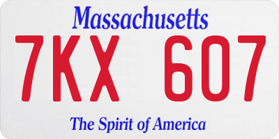 MA license plate 7KX607