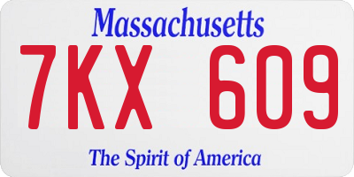 MA license plate 7KX609