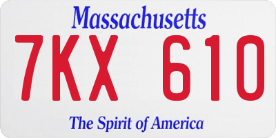 MA license plate 7KX610
