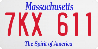 MA license plate 7KX611