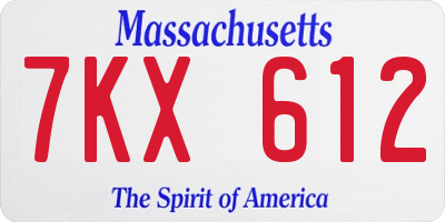 MA license plate 7KX612