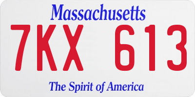 MA license plate 7KX613