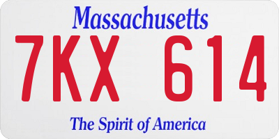 MA license plate 7KX614