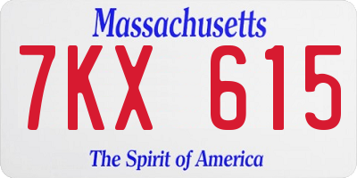 MA license plate 7KX615