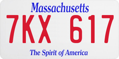MA license plate 7KX617