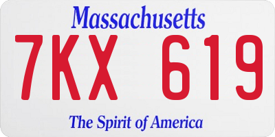 MA license plate 7KX619