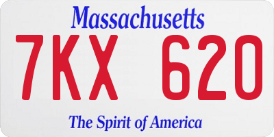 MA license plate 7KX620