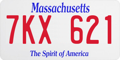 MA license plate 7KX621