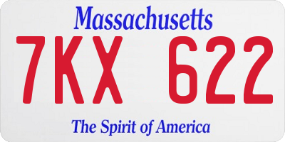 MA license plate 7KX622