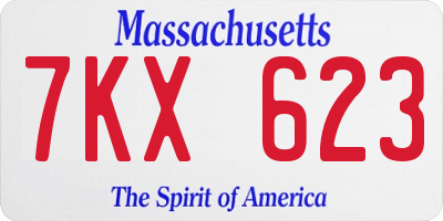 MA license plate 7KX623