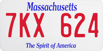 MA license plate 7KX624