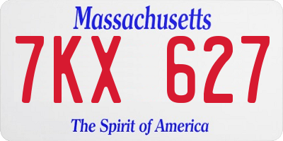 MA license plate 7KX627