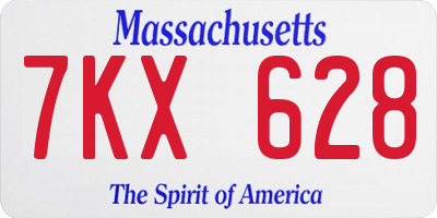 MA license plate 7KX628