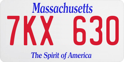 MA license plate 7KX630