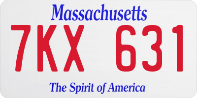 MA license plate 7KX631