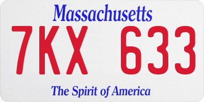 MA license plate 7KX633