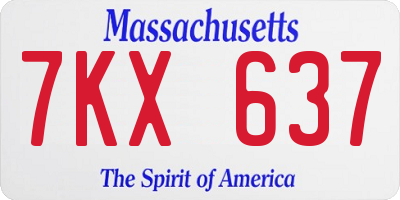 MA license plate 7KX637