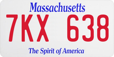 MA license plate 7KX638