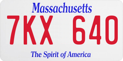 MA license plate 7KX640