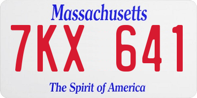 MA license plate 7KX641