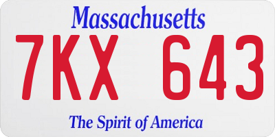 MA license plate 7KX643