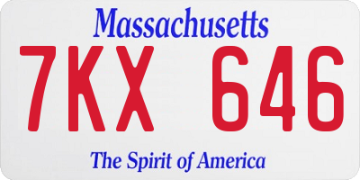MA license plate 7KX646