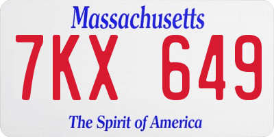 MA license plate 7KX649